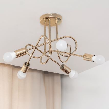 Lampadario a plafone OXFORD 5xE27/15W/230V, finitura dorata