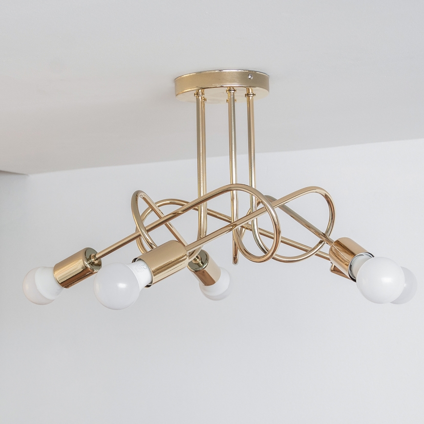 Lampadario a plafone OXFORD 5xE27/15W/230V, finitura dorata