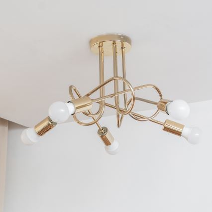 Lampadario a plafone OXFORD 5xE27/15W/230V, finitura dorata