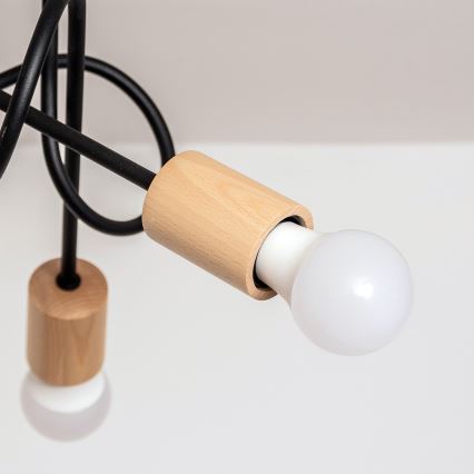 Lampadario a plafone OXFORD 5xE27/15W/230V, finitura pino/nero