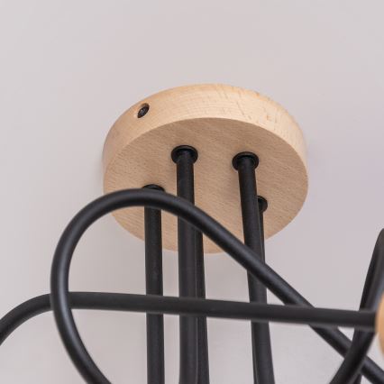Lampadario a plafone OXFORD 5xE27/15W/230V, finitura pino/nero