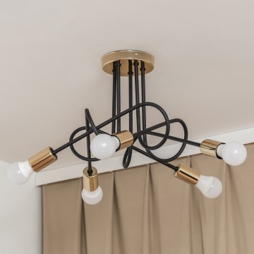 Lampadario a plafone OXFORD 5xE27/15W/230V oro/nero