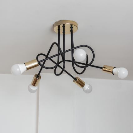 Lampadario a plafone OXFORD 5xE27/15W/230V oro/nero