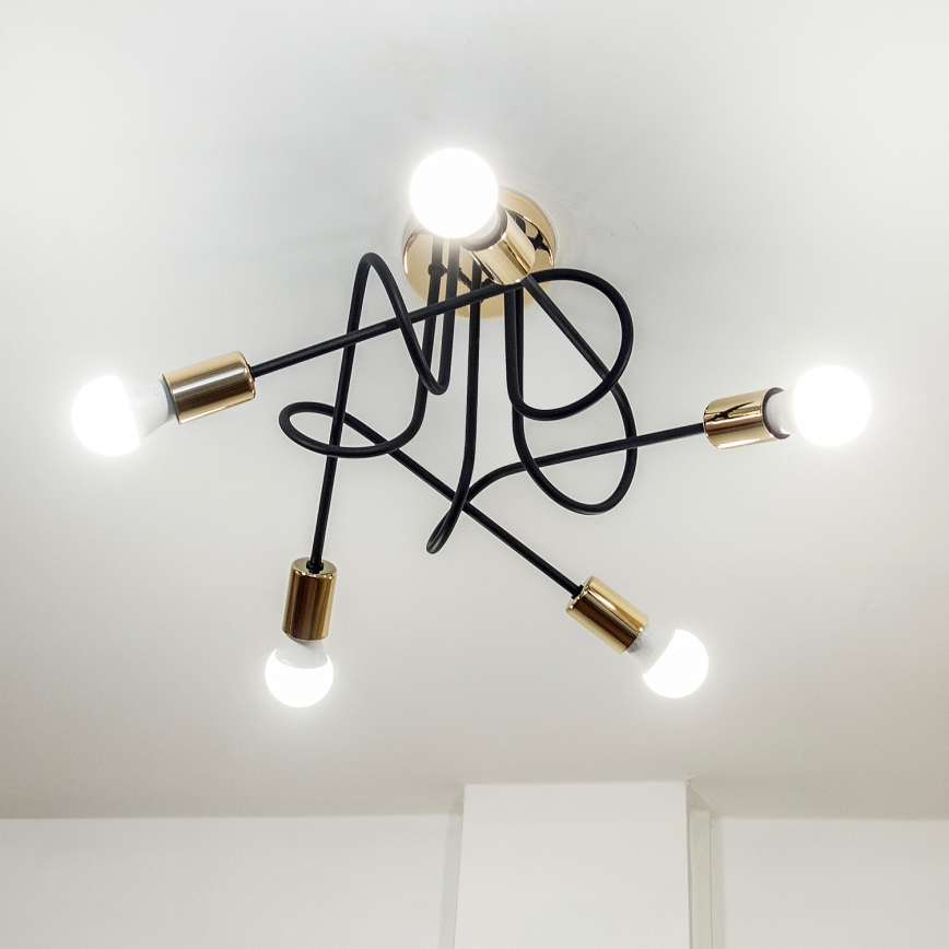 Lampadario a plafone OXFORD 5xE27/15W/230V oro/nero