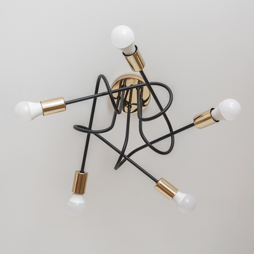 Lampadario a plafone OXFORD 5xE27/15W/230V oro/nero