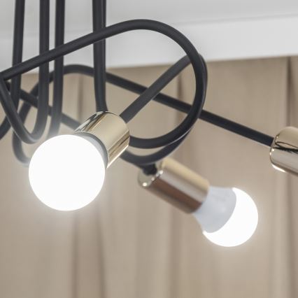 Lampadario a plafone OXFORD 5xE27/15W/230V oro/nero