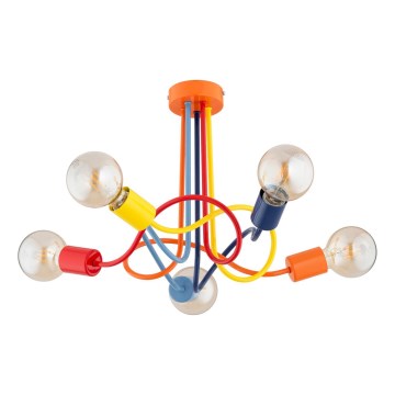 Lampadario a plafone per bambini WINGO 5xE27/15W/230V colorato
