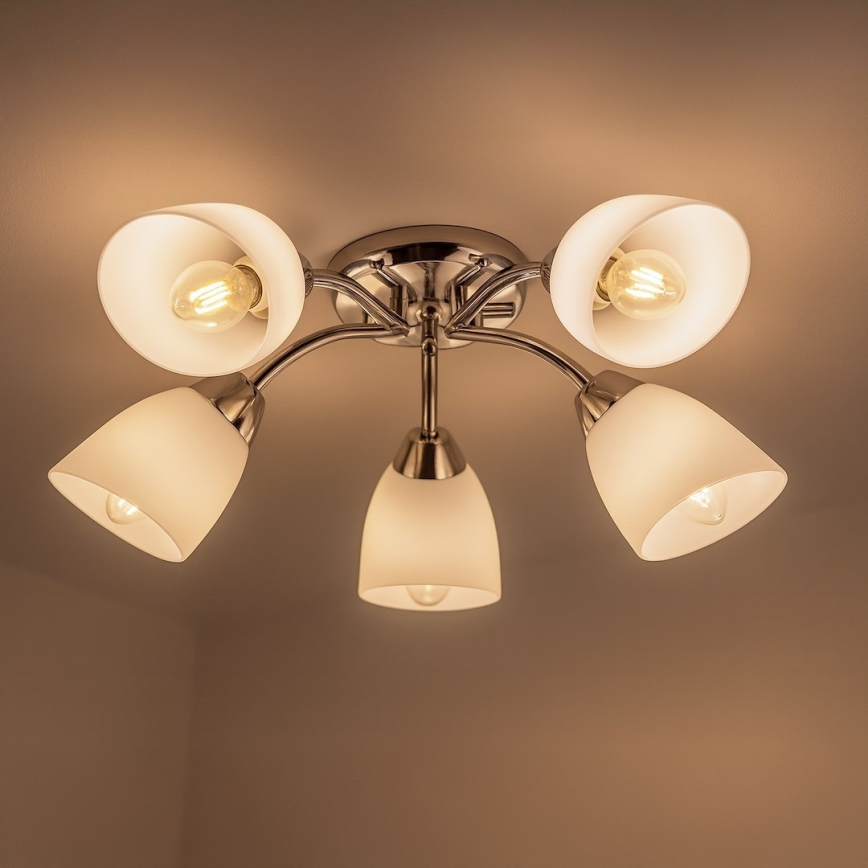 Lampadario a plafone PORTOS 5xE14/10W/230V cromo lucido