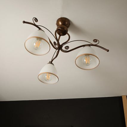 Lampadario a plafone RETRO 3xE27/60W/230V patina di bronzo