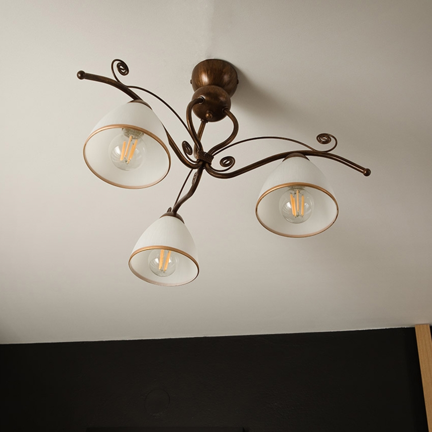 Lampadario a plafone RETRO 3xE27/60W/230V patina di bronzo