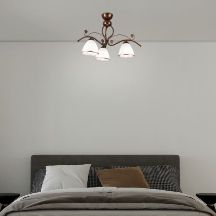 Lampadario a plafone RETRO 3xE27/60W/230V patina di bronzo