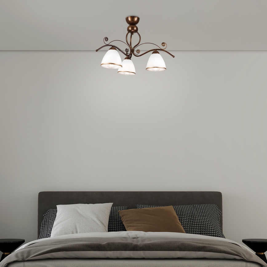 Lampadario a plafone RETRO 3xE27/60W/230V patina di bronzo