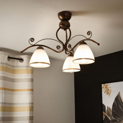 Lampadario a plafone RETRO 3xE27/60W/230V patina di bronzo