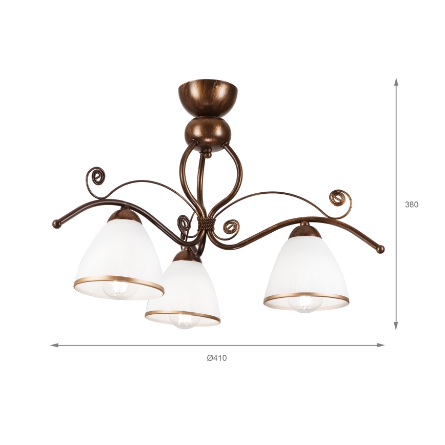 Lampadario a plafone RETRO 3xE27/60W/230V patina di bronzo