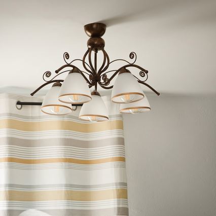 Lampadario a plafone RETRO 5xE27/60W/230V patina di bronzo