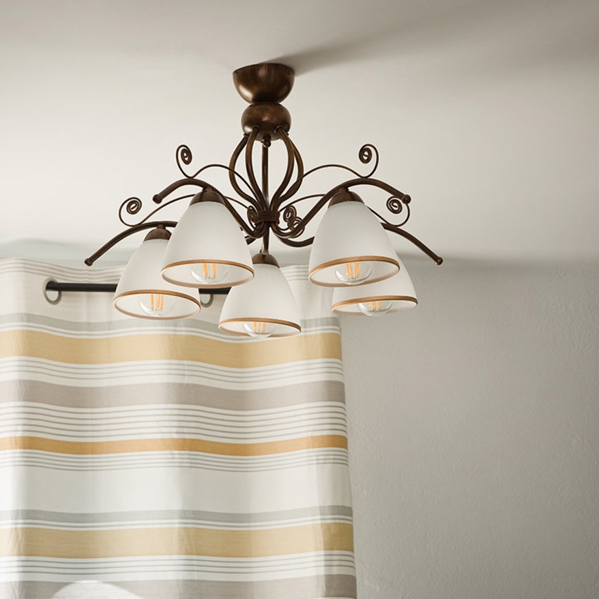 Lampadario a plafone RETRO 5xE27/60W/230V patina di bronzo