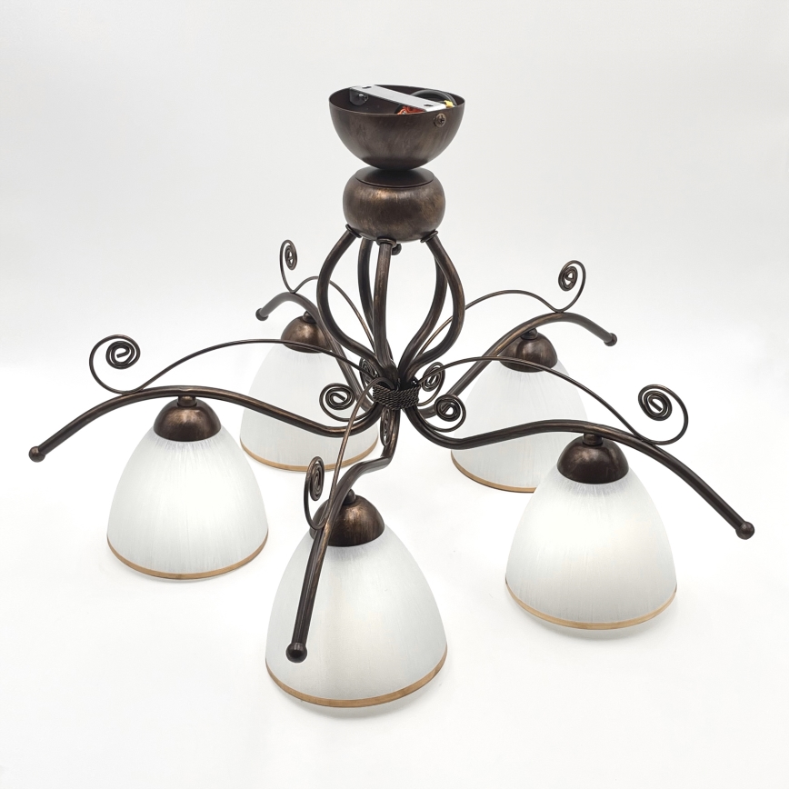 Lampadario a plafone RETRO 5xE27/60W/230V patina di bronzo