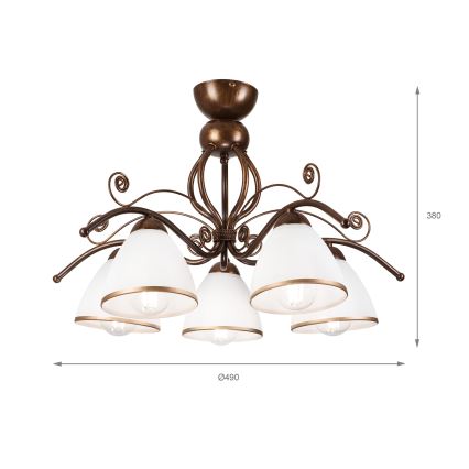 Lampadario a plafone RETRO 5xE27/60W/230V patina di bronzo
