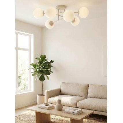 Lampadario a plafone ROMA 6xE14/10W/230V beige