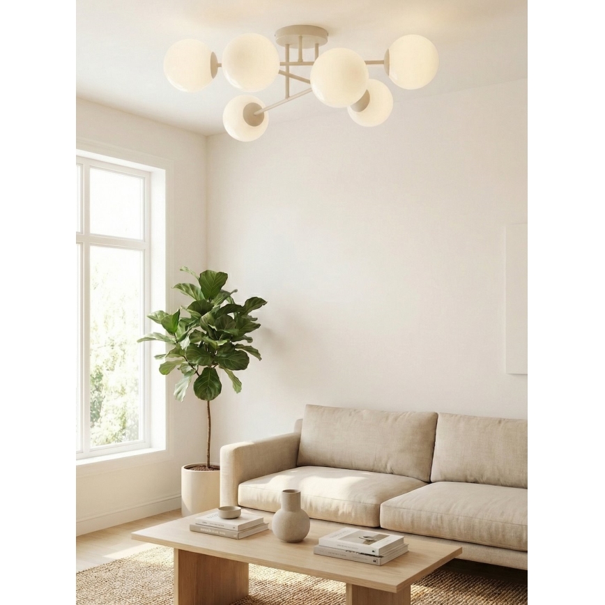 Lampadario a plafone ROMA 6xE14/10W/230V beige