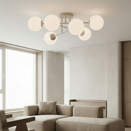 Lampadario a plafone ROMA 6xE14/10W/230V beige