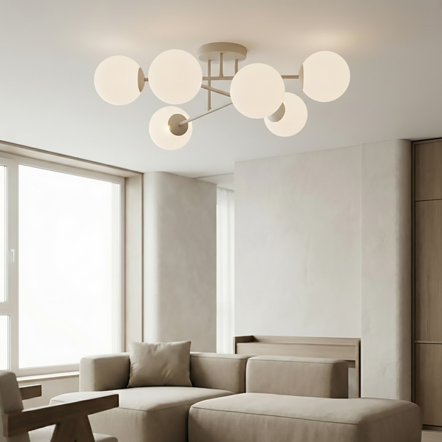 Lampadario a plafone ROMA 6xE14/10W/230V beige