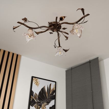 Lampadario a plafone ROZETA 3xE14/40W/230V bronzo