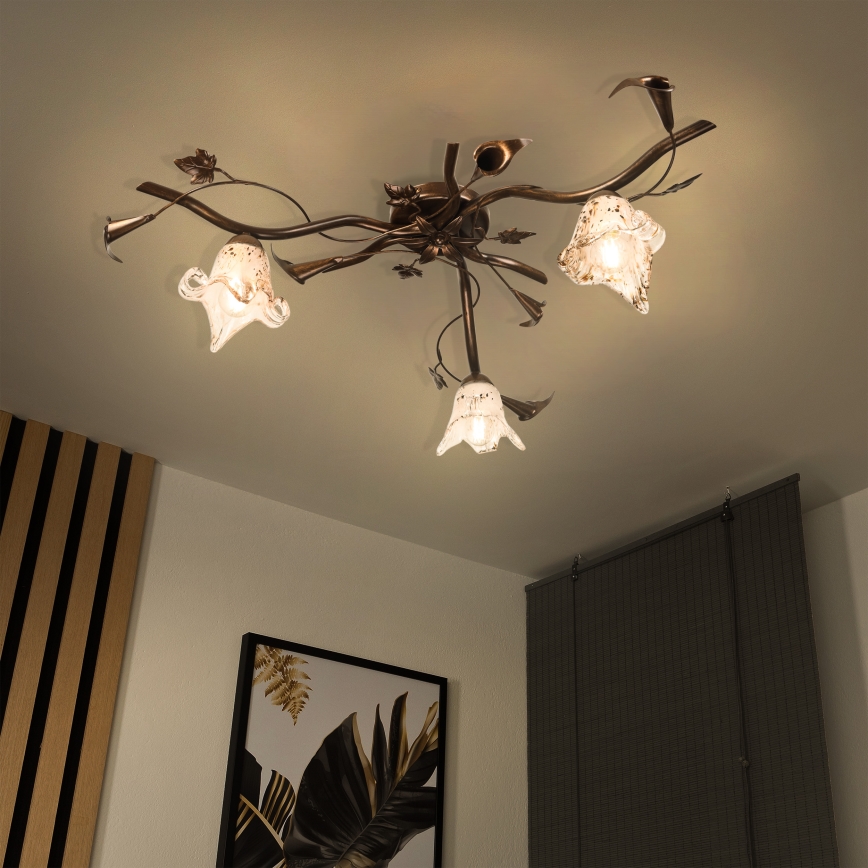 Lampadario a plafone ROZETA 3xE14/40W/230V bronzo