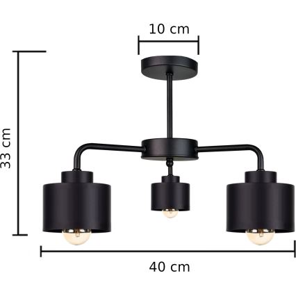 Lampadario a plafone SIMPLY BLACK 3xE27/60W/230V