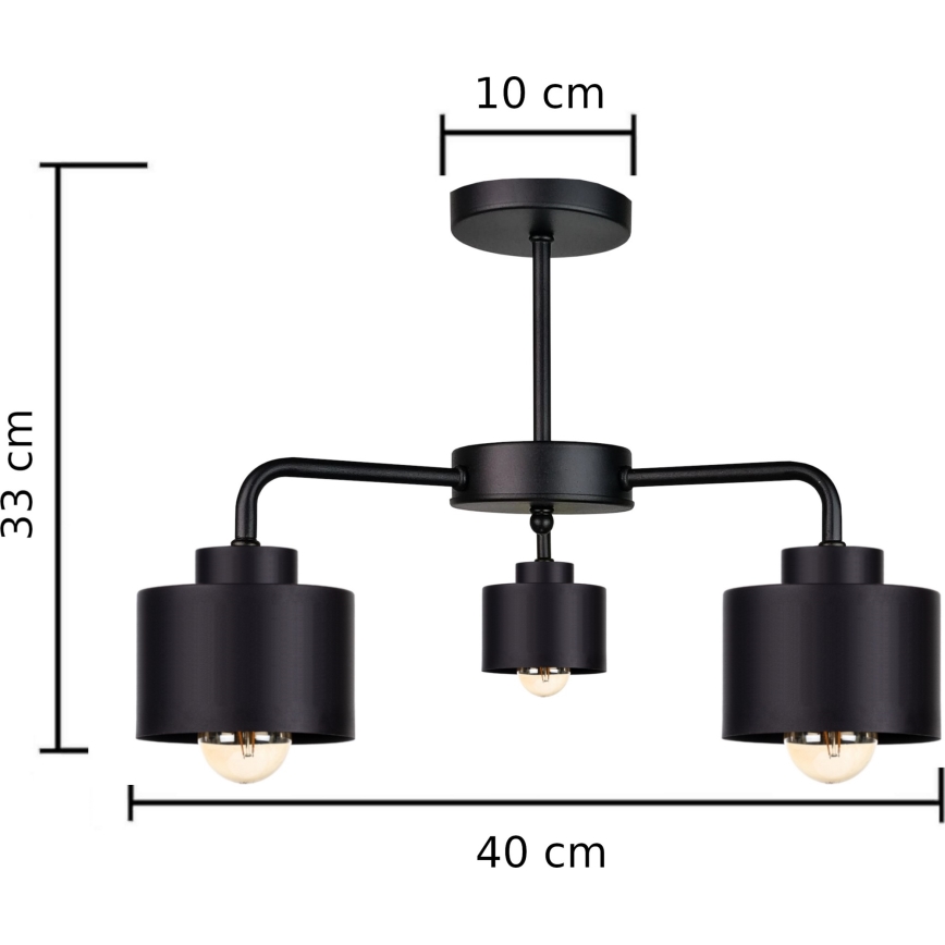 Lampadario a plafone SIMPLY BLACK 3xE27/60W/230V