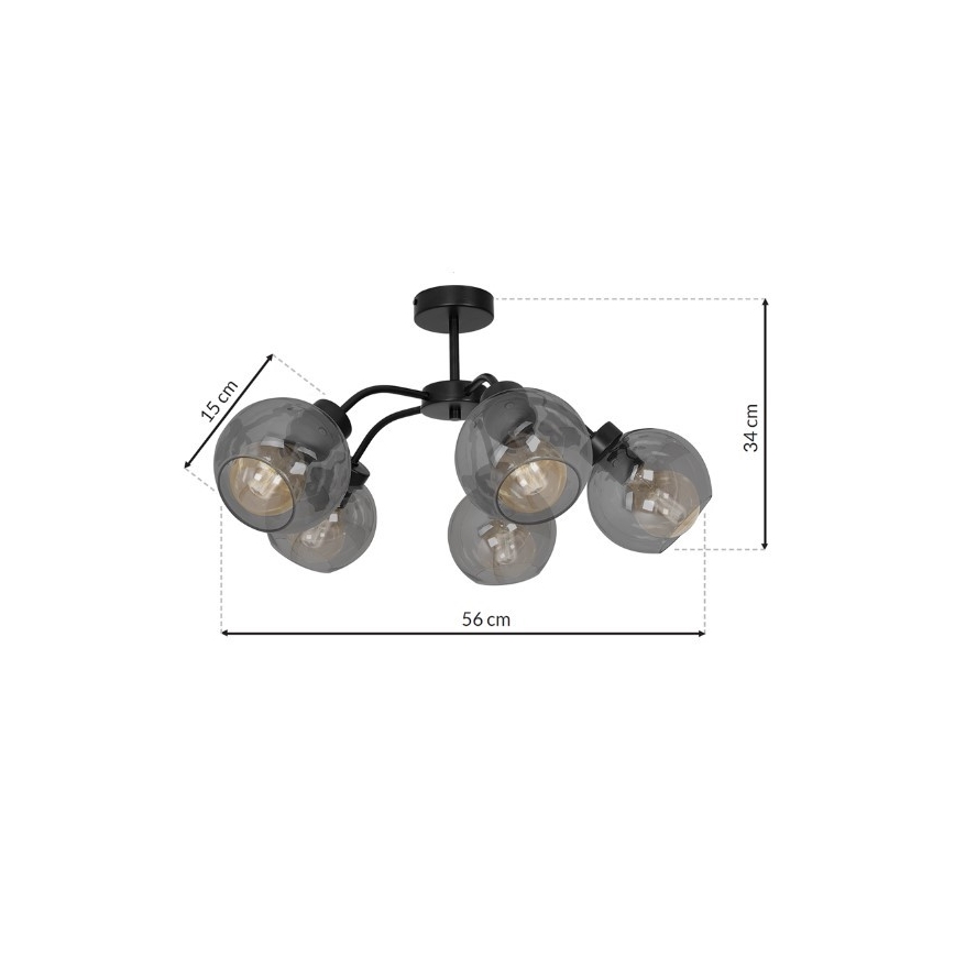 Lampadario a plafone SOFIA 5xE27/60W/230V nero