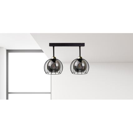 Lampadario a plafone SOLO BLACK 2xE27/60W/230V nero/oro