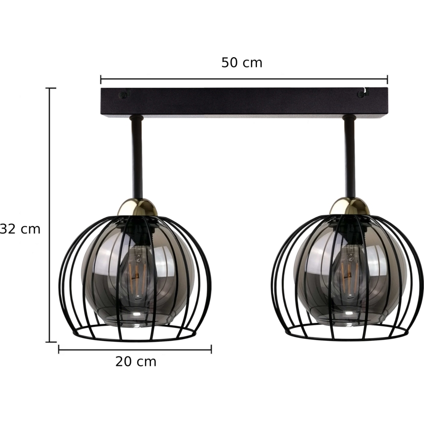 Lampadario a plafone SOLO BLACK 2xE27/60W/230V nero/oro