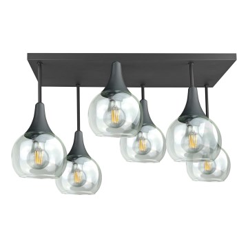 Lampadario a plafone SOMA 6xE27/60W/230V nero/limpido