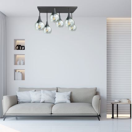 Lampadario a plafone SOMA 6xE27/60W/230V nero/limpido