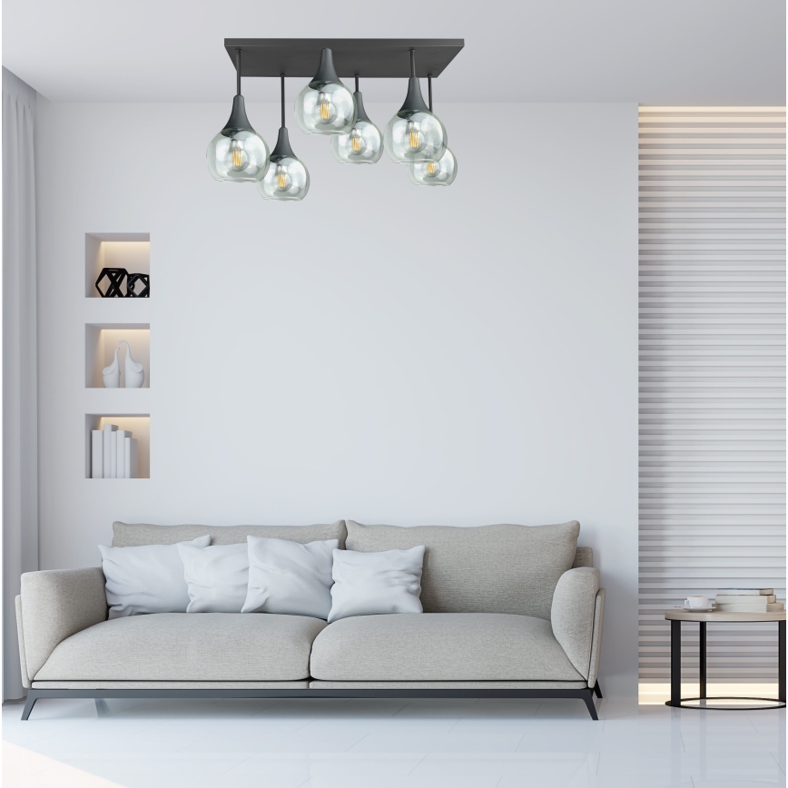 Lampadario a plafone SOMA 6xE27/60W/230V nero/limpido