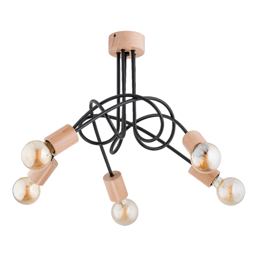 Lampadario a plafone TANGO 5xE27/15W/230V marrone/nero