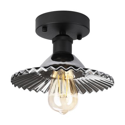 Lampadario a plafone TRISH 1xE27/15W/230V nero/nero fumé