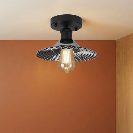 Lampadario a plafone TRISH 1xE27/15W/230V nero/nero fumé