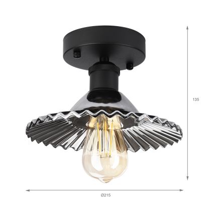 Lampadario a plafone TRISH 1xE27/15W/230V nero/nero fumé