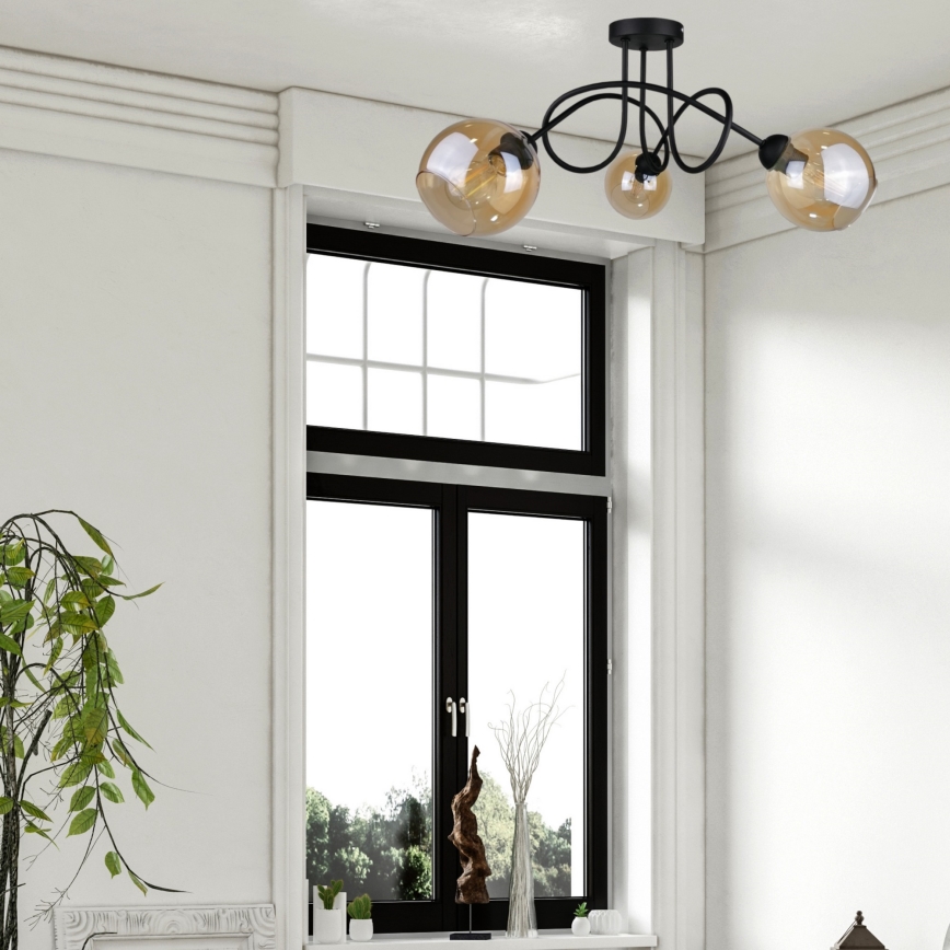Lampadario a plafone VENUS BLACK 3xE27/60W/230V