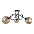 Lampadario a plafone VENUS WOOD 3xE27/60W/230V nero/fumé marrone