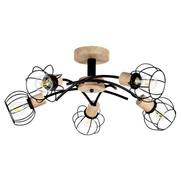 Lampadario a plafone VIVIANE 5xE27/60W/230V quercia