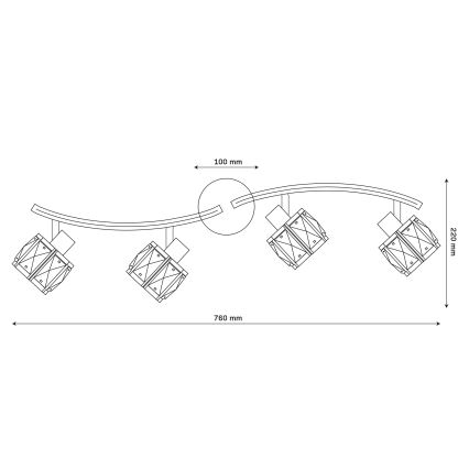 Lampadario a plafone ZAHARA 4xE27/10W/230V nero