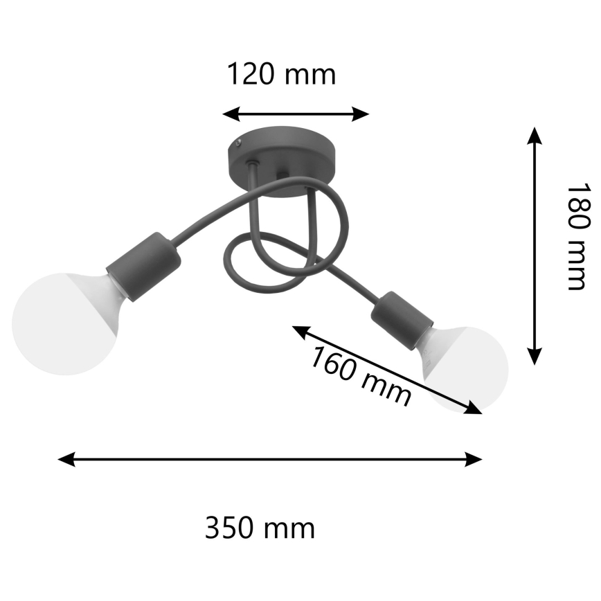 Lampadario da soffitto per bambini OXFORD 2xE27/15W/230V grigio