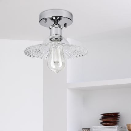Lampadario a soffitto TRISH 1xE27/15W/230V cromo lucido/trasparente