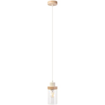 Lampadario a sospensione a cavo WOODNEST 1xE27/15W/230V pino/crema