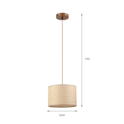 Lampadario a sospensione AIDA 1xE27/15W/230V Ø 25 cm, rovere/rafia