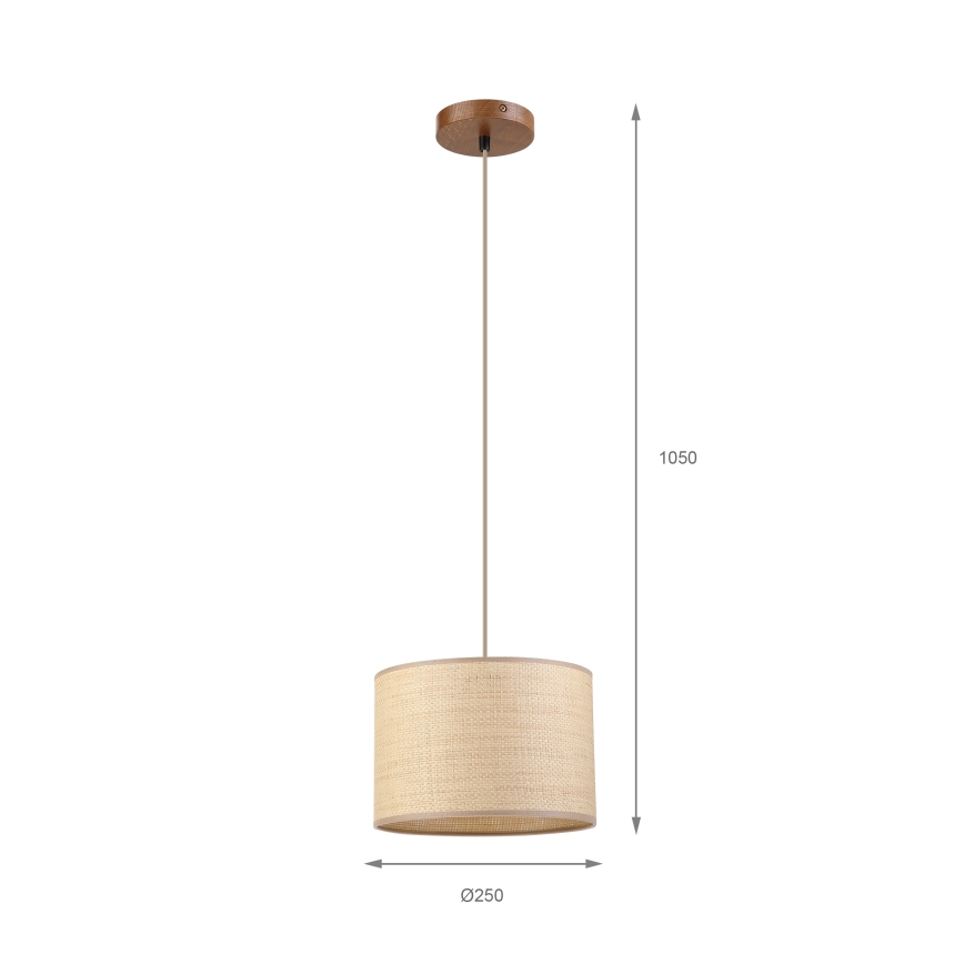 Lampadario a sospensione AIDA 1xE27/15W/230V Ø 25 cm, rovere/rafia