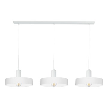 Lampadario a sospensione ARCANE con cavo 3xE27/60W/230V bianco